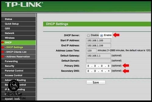 تنظیمات DNS مودم